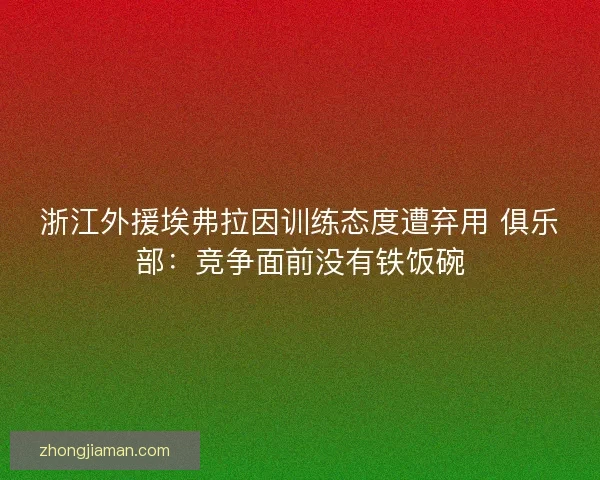 浙江外援埃弗拉因训练态度遭弃用 俱乐部：竞争面前没有铁饭碗