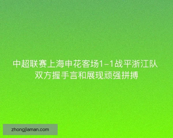 中超联赛上海申花客场1-1战平浙江队 双方握手言和展现顽强拼搏